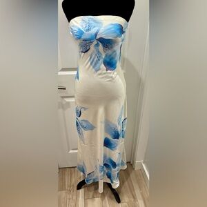 NWT Paper Heart Elegant Strapless island flower maxi Dress - S